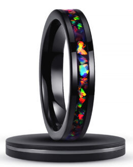 galaxite-anneau-noir-carbone-en-carbure-de-tungstene-4mm-avec-eclats-opale-colore-style