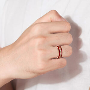 Bague en carbure de tungstène couleur or et rouge pour femme