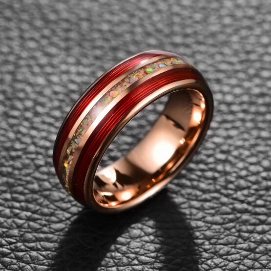 L'Agate Rouge - anneau design pour femme en carbure de tungstène